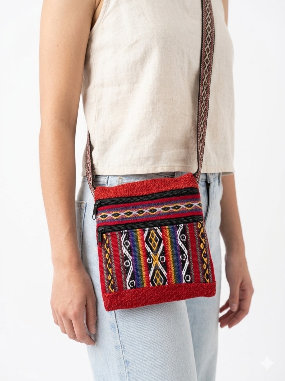 Handwoven Red Ethnic Crossbody Bag